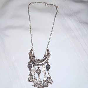 Beautiful moon necklace with hanging tassels